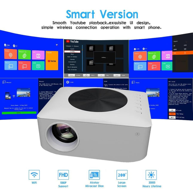 1080P Mini Wifi Projector - Wireless Screen Mirroring-1915196515752742913