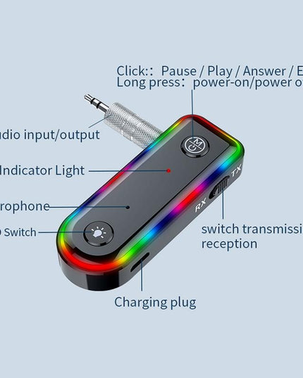 Bluetooth Audio Receiver With Rgb Light And Car Launcher-1915198237292236803