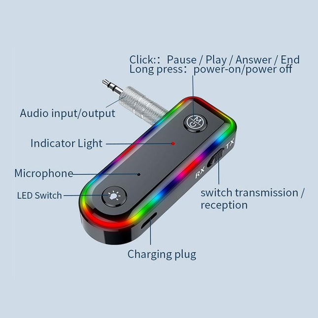 Bluetooth Audio Receiver With Rgb Light And Car Launcher-1915198237292236803