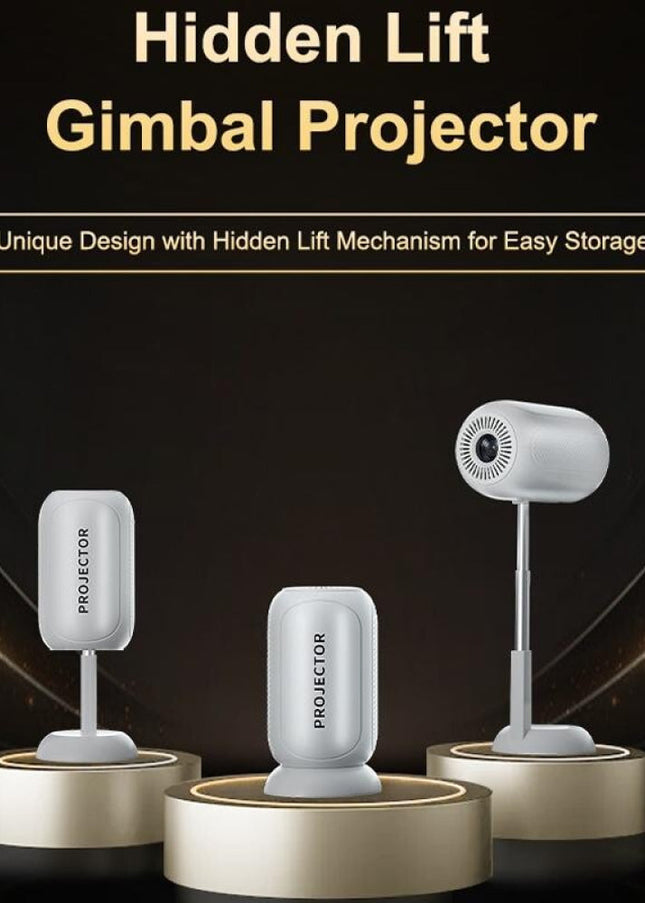 Android 11 Wifi6 4K Mini Projector With Hidden Lift And Gimbal - White-1915196657172090881