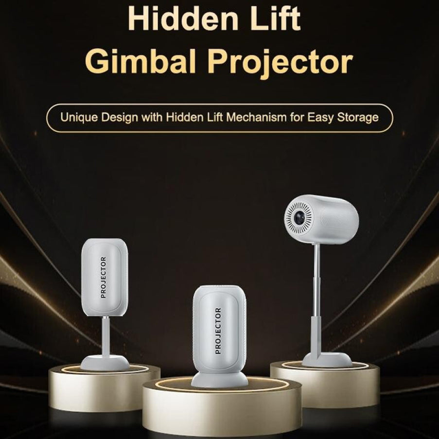 Android 11 Wifi6 4K Mini Projector With Hidden Lift And Gimbal - White-1915196657172090881