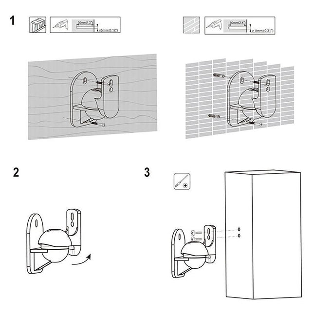 Rotatable 45 Degree Speaker Wall Mount Brackets For Surround Sound - Pair-1915198046505930757