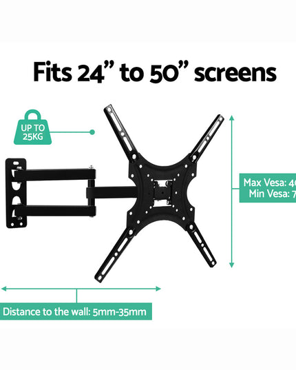 Artiss TV Wall Mount Bracket for 24"-50" LED LCD TVs Full Motion Strong Arms