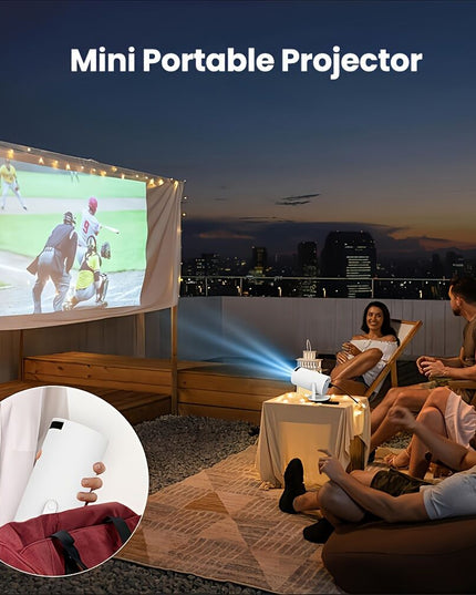 HY300 Pro mini portable projector, native 1280 * 720P support 4K / 350ANSI smart projector, with WiFi 6 BT 6.0, Screen adjustment, 180-degree rotation, home video projector with Android 11. 0 operating system built-in