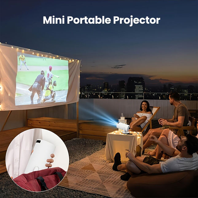 HY300 Pro mini portable projector, native 1280 * 720P support 4K / 350ANSI smart projector, with WiFi 6 BT 6.0, Screen adjustment, 180-degree rotation, home video projector with Android 11. 0 operating system built-in