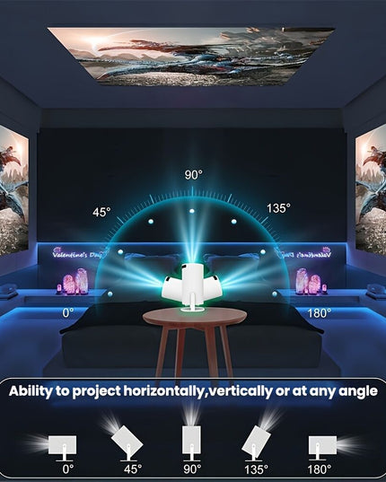 HY300 Pro mini portable projector, native 1280 * 720P support 4K / 350ANSI smart projector, with WiFi 6 BT 6.0, Screen adjustment, 180-degree rotation, home video projector with Android 11. 0 operating system built-in