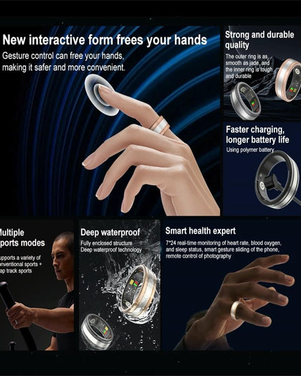 9 Smart Ring R18 Heart Rate Blood Oxygen Sleep Sports - Black
