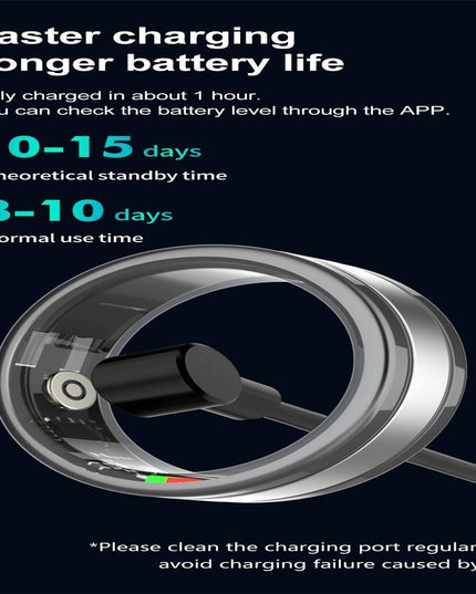 9 Smart Ring R18 Heart Rate Blood Oxygen Sleep Sports - Black