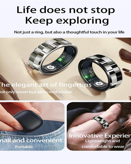 Smart Ring With Health Monitoring Gesture Control And Somatosensory Games - Size 10 - Black