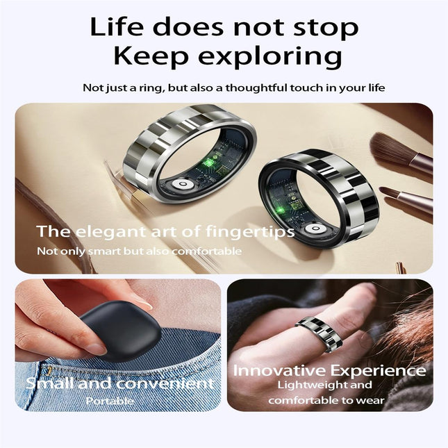 Smart Ring With Health Monitoring Gesture Control And Somatosensory Games - Size 10 - Black