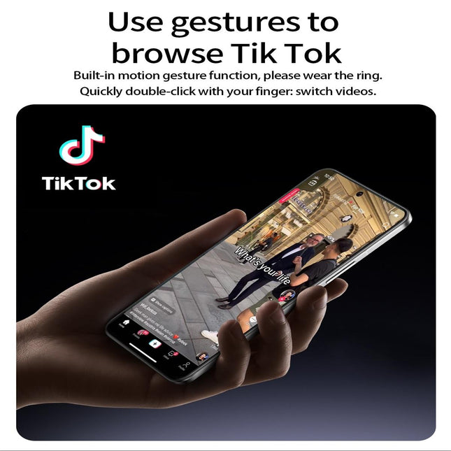 Smart Ring With Health Monitoring Gesture Control And Somatosensory Games - Size 10 - Black