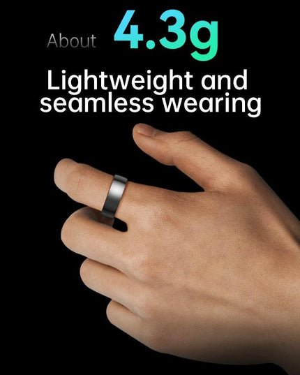 Smart Ring With Heart Rate Blood Oxygen Sleep & Sports Modes - Size 12 - Black