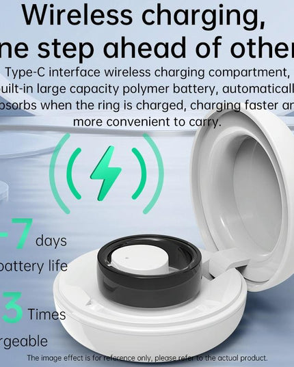 Smart Ring With Heart Rate Blood Oxygen Sleep & Sports Modes - Size 12 - Black