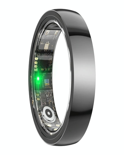 Smart Ring With Heart Rate Blood Oxygen Sleep & Sports Modes - Size 12 - Black