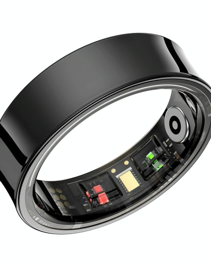 Smart Ring With Heart Rate Blood Oxygen Sleep Monitoring & Sports Modes - Size 10 - Black