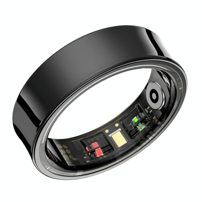 Smart Ring With Heart Rate Blood Oxygen Sleep Monitoring & Sports Modes - Size 10 - Black
