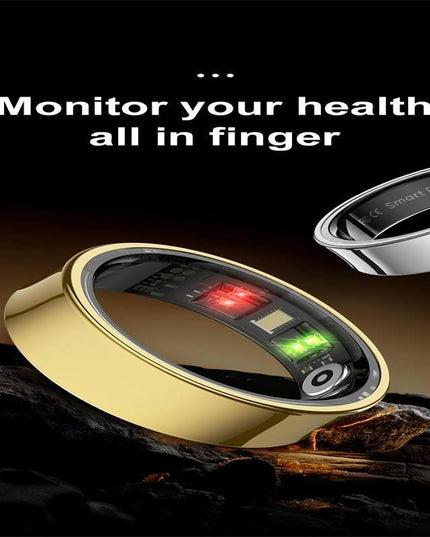 Smart Ring With Heart Rate Blood Oxygen Sleep Monitoring & Sports Modes - Size 10 - Black