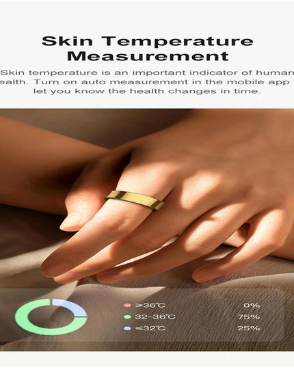 Smart Ring With Heart Rate Blood Oxygen Sleep Monitoring & Sports Modes - Size 10 - Black