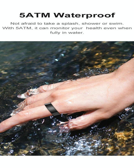 Smart Ring With Heart Rate Blood Oxygen Sleep Monitoring & Sports Modes - Size 10 - Black