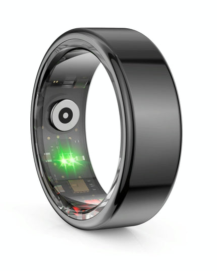 Smart Ring With Heart Rate Blood Oxygen Sleep Monitoring & Sports Modes - Size 8 - Black