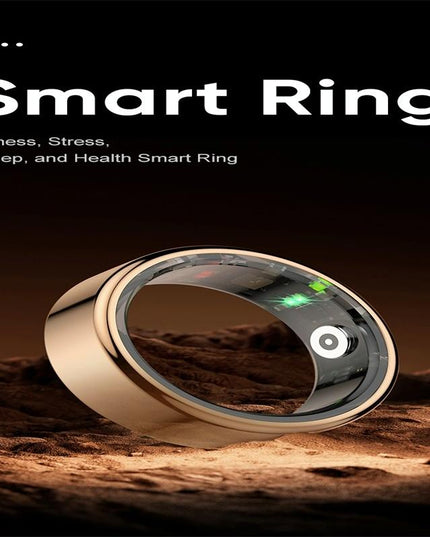 Smart Ring With Heart Rate Blood Oxygen Sleep Monitoring & Sports Modes - Size 8 - Black