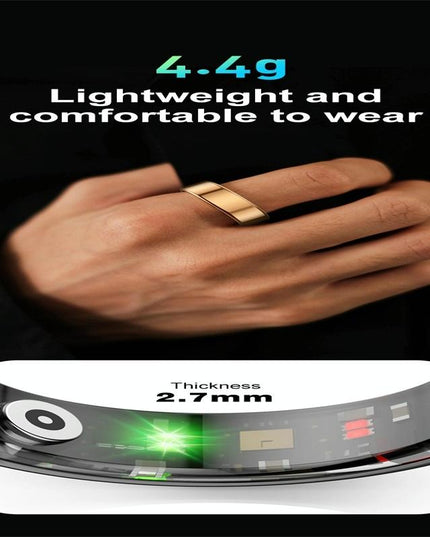 Smart Ring With Heart Rate Blood Oxygen Sleep Monitoring & Sports Modes - Size 8 - Black