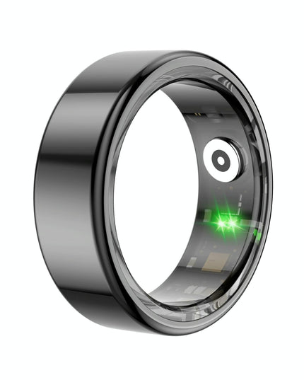 Smart Ring With Heart Rate Blood Oxygen Sleep Monitoring & Sports Modes - Size 8 - Black