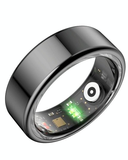 Smart Ring With Heart Rate Blood Oxygen Sleep Monitoring & Sports Modes - Size 8 - Black