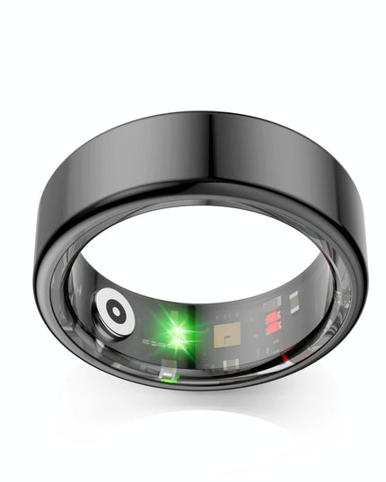 Smart Ring With Heart Rate Blood Oxygen Sleep Monitoring & Sports Modes - Size 8 - Black