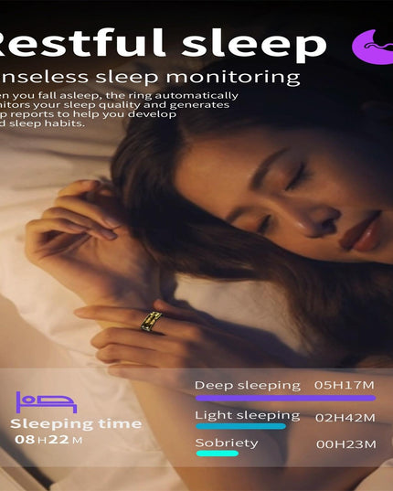Smart Ring Health Monitoring Multiple Modes R12M Size 22 - Gold