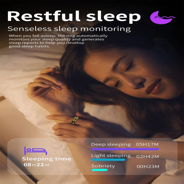 Smart Ring Health Monitoring Multiple Modes R12M Size 22 - Gold
