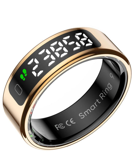 Smart Ring Heart Rate Blood Oxygen Sleep Sports Size 9 - Gold
