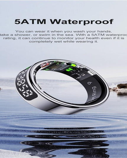Smart Ring Heart Rate Blood Oxygen Sleep Sports Size 9 - Gold