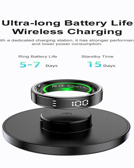 Smart Ring Heart Rate Blood Oxygen Sleep Sports Size 9 - Gold