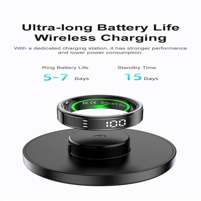 Smart Ring Heart Rate Blood Oxygen Sleep Sports Size 9 - Gold