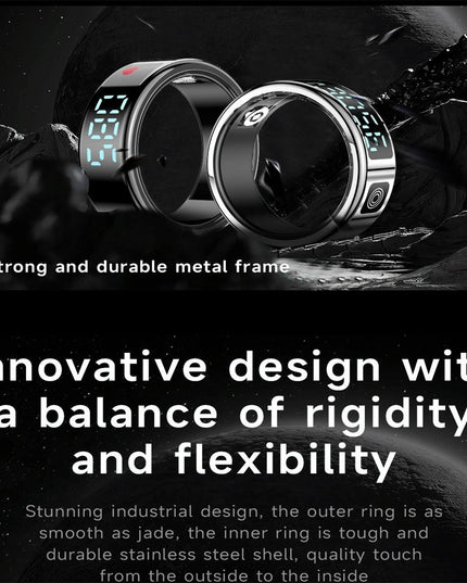 Smart Ring With Hand Gestures Control Health Monitoring & Sports Modes Size 12 - Gold