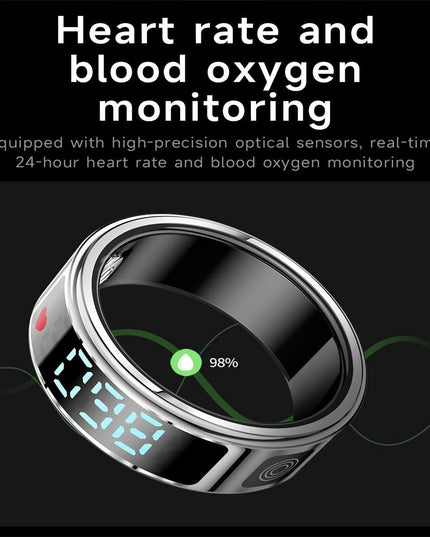 Smart Ring With Hand Gestures Control Health Monitoring & Sports Modes Size 12 - Gold