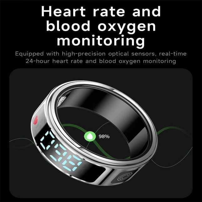 Smart Ring With Hand Gestures Control Health Monitoring & Sports Modes Size 12 - Gold