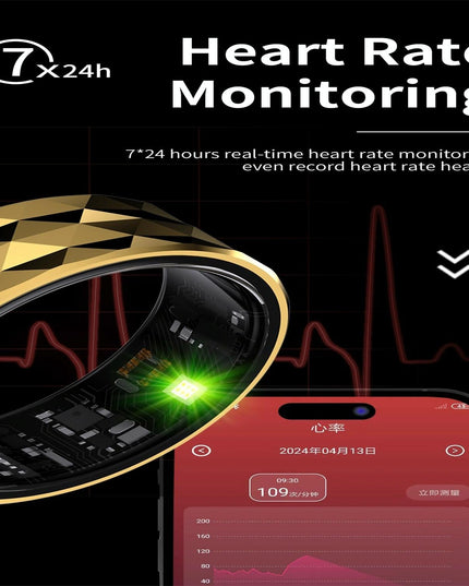 Smart Ring Health Monitoring Multiple Modes R12M Size 22 - Silver