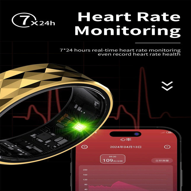 Smart Ring Health Monitoring Multiple Modes R12M Size 22 - Silver