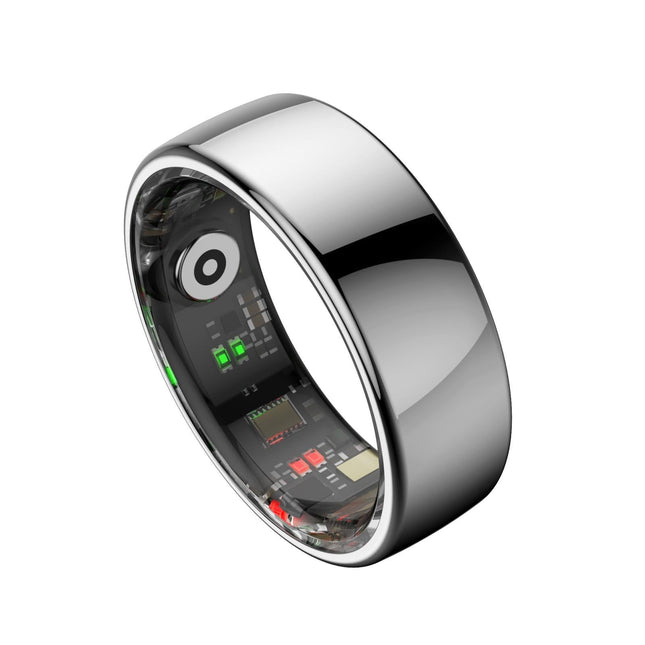 Smart Ring Size 7 Heart Rate Blood Oxygen Sleep Sports - Silver