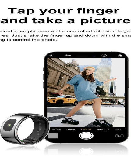 Smart Ring Size 7 Heart Rate Blood Oxygen Sleep Sports - Silver