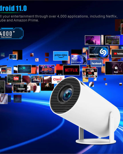 HY300PRO Portable Projector - 4K Decoding, Wi-Fi 6, 720P HD with 160 ANSI Lumens
