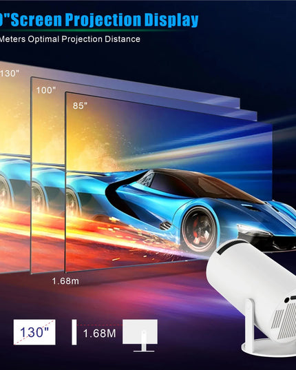 HY300PRO Portable Projector - 4K Decoding, Wi-Fi 6, 720P HD with 160 ANSI Lumens