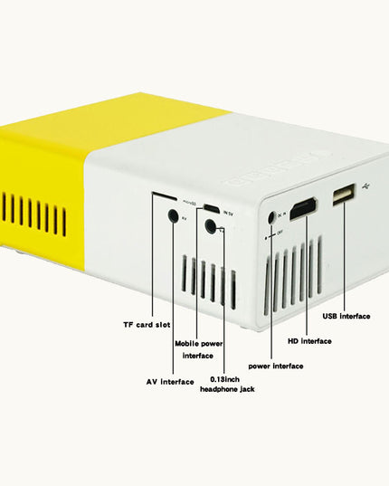 Mini Home Portable Cinema Projector - LED Compact Entertainment Projector for Movies & Gaming (White+black)