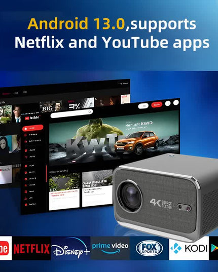 P20 1080P Smart Projector with 4K Decoding, Wi-Fi 6, Bluetooth 5.2, and Android 13.0(211.2*184.72*136.5mm)