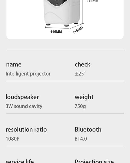 Mini Portable HD Projector with Giant Screen Display and Gamut Compensation - Home Cinema