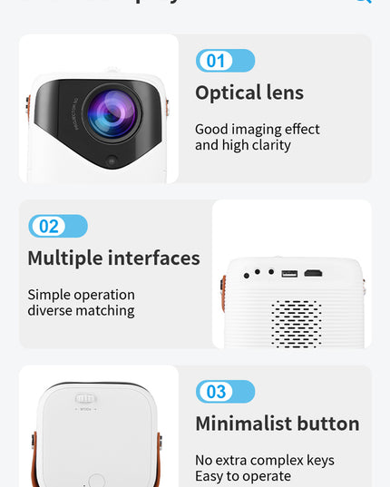 Mini Portable HD Projector with Giant Screen Display and Gamut Compensation - Home Cinema