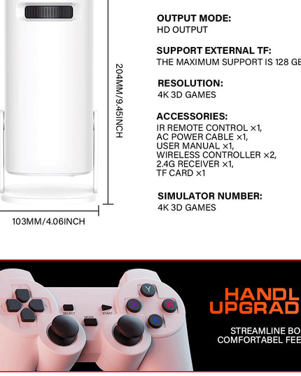 P30 Max 4K Ultra HD Projector with 3D Gaming - Includes 2 Wireless Controllers, Remote Control, and Streaming Support