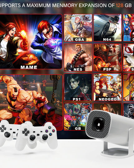 P30 Max 4K Ultra HD Projector with 3D Gaming - Includes 2 Wireless Controllers, Remote Control, and Streaming Support